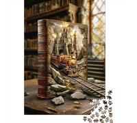 3D Book Art Rompecabezas Steam Train Castle 1000 Piezas Papel Reciclado Adultos Y Mayores De 12 Años Rompecabezas Juego Educativo para Relajarse 52x38cm/1000pcs