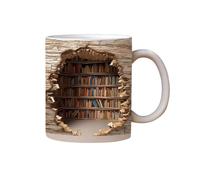 3d Bookshelf Mug A Library Shelf Cup, Design Multi- Ceramic Mug, Mug,b