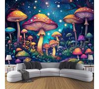 3D Bosque Cuentos Hadas Papel Pintado de Seda Para Pared - Hongo Del Cielo Estrellado Mural Decorativo Para Dormitorio Y Sala - Azul Decoración De Pared Moderna Papel Tapiz Fotomurales 350×256cm