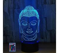 3D Buda ilusión Optica Lámpara Luz Nocturna 7/16 Colores Cambiantes Control Remoto USB de Suministro de Energía Juguetes Decoración Regalo de Cumpleaños Navidad