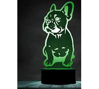 3d Bulldog Francés perro LED lámpara de Illusion óptico lámpara luz de noche con cable USB y 7 colores decoración para niños dormitorio noche