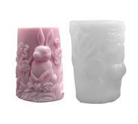 3D Bunny Cylinder Resin Mold - Easter Rabbit Silicone Mould | Versatile Casting Tool for Cement Plaster and Epoxy, Large Animal Shape for Pillar Candles and DIY Spring Holiday Table Party Decoration