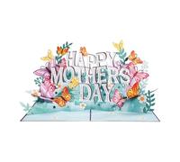 3D Butterfly Card, Mother Day Greeting Card, 12.7x17.7cm Postcard with Foldable, Pop up Paper Greeting, Butterfly Floral Design, Mom Gift Celebration Event Party Gratitude Gathering Fair