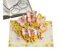 3D Butterfly Flower, Valentines Day Card, Vintage Romantic Pop-Up Card for Family, Kids, Friends, Mother, Sister, Daughter, Wedding, Holiday, Special Occasions, New Year Greetings