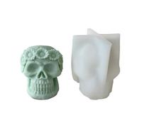 3D cabeza esqueleto molde silicona Halloween cráneo terror decoración Halloween vela molde cera cemento yeso resina manualidades moldes de silicona para resina