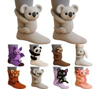 3D Calcetines de Animales Divertidos de Punto para Niña, Calcetines de Tripulación Tobillo para Niño, Calcetines Antideslizantes, Calcetines de Peluche para Niñas, Niños, Calentitos, de Algodón