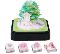 3D Calendar 2026 Carousel-Art Memo Pad with Light, Tear-Away Paper Sculpture Desk Calendar, Creative DIY Note Calendars with Acrylic Box Decoration for Home Office,Birthday Gift