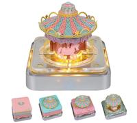 3D Calendar 2026 Carousel-Art Memo Pad with Light, Tear-Away Paper Sculpture Desk Calendar, Creative DIY Note Calendars with Acrylic Box Decoration for Home Office,Birthday Gift