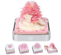 3D Calendar 2026 Carousel-Art Memo Pad with Light, Tear-Away Paper Sculpture Desk Calendar, Creative DIY Note Calendars with Acrylic Box Decoration for Home Office,Birthday Gift