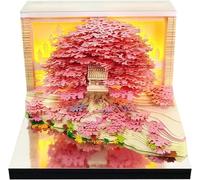 3D Calendar 2026, Time Piece Calendar 2026, Tear-Away 3D Paper Art Notepad w LED Lights, Paper Sculpture Tree House, Tear Off DIY Decorative Gift (Pink Tree House)
