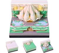 3D Calendar 2026, Time Piece Calendar 2026, Tear-Away 3D Paper Art Notepad w LED Lights, Paper Sculpture Tree House, Tear Off DIY Decorative Gift (Lotus Temple)