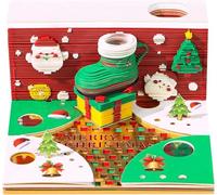 3D Calendar 2026, Time Piece Calendar 2026, Tear-Away 3D Paper Art Notepad w LED Lights, Paper Sculpture Tree House, Tear Off DIY Decorative Gift (Christmas Cup)