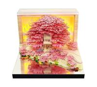 3D Calendar 2026, Unique Paper Sculpture 3d Calendar, Tear-Off Daily Pages & LED Light Acrylic Box, Desk Memo Pad Calendars for Birthday Christmas Home Office (#E)
