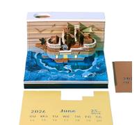 3D Calendar, 3.15 inches Pirate Ship Tear Away Paper Calendar for Desk School Home Office, Creative Ornament with Decorative Design, Festival Holiday Decor for Workplace Party Family 2026