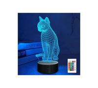 3D Cat Night Light - 3D Illusion Lamp for Kids - 16 Changing Colors with Remote Control - Decoration