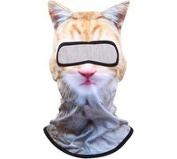 3D Cat Ski Balaclava Sheisty Face Mask with Ears, Cute Full Face Hood Masks, Winter Sports Masks for Bar, Raves, Ski, Halloween, Outdoor Activities (FR/ES, Letras, Talla única, Modelo gato naranja)