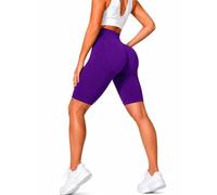 3D Cellulite Shorts for Women, High Waisted Compression Yoga Shorts, Tummy Control Workout Gym Short Leggings (Purple,L)
