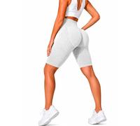 3D Cellulite Shorts for Women, High Waisted Compression Yoga Shorts, Tummy Control Workout Gym Short Leggings (White,M)