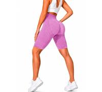 3D Cellulite Shorts for Women, High Waisted Compression Yoga Shorts, Tummy Control Workout Gym Short Leggings (Pink,3XL)