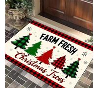 3D Christmas Carpet with Red and Black Checkered Pattern, Anti-Slip, For Entrance Hall As An Atmosphere Decoration-60x90cm