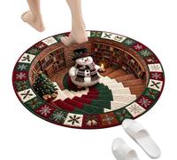 3D Christmas Optical Illusion Round Rug - Soft Crystal Velvet Swirl Floor | Mind-Bending 3D Deep Swirl Optical Illusion for Eye-Catching Christmas Decor, Ultra-Soft Premium Crystal