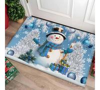 3D Christmas Snowman Xmas Tree Balls Front Entrance Door Mat Decor Non-Slip Kitchen Floor Mats Foot Mat Christmas Decorations-50x80cm