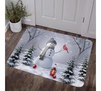 3D Christmas Snowman Xmas Tree Snowflake Birds Entrance Door Mat Decor Anti-Slip Front Door Rug Welcome Mat Christmas Decorations-50x80cm
