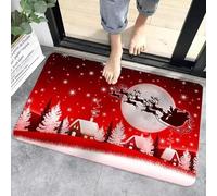 3D Christmas Welcome Entrance Doormat Decor Winter Xmas Kitchen Hallway Balcony Rugs Bedroom Non-Slip Doormat Christmas Decorations-50x80cm