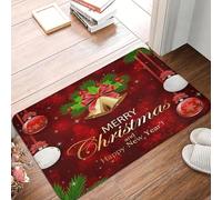 3D Christmas Xmas Bell Red Ball Snowflake Entrance Doormat Home Decor Kitchen Hallway Balcony Rugs Bathroom Non-Slip Floor Mat-50x80cm