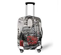 3D Ciudad Arquitectura Aviones Tren PatróN Trolley Case Funda Protectora EláStico Cubierta De Equipaje Funda De Maleta 19-32 Pulgadas EláStico Cubierta De Equipaje (Estilo 1, L(26-28inch))