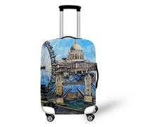 3D Ciudad Arquitectura Aviones Tren PatróN Trolley Case Funda Protectora EláStico Cubierta De Equipaje Funda De Maleta 19-32 Pulgadas EláStico Cubierta De Equipaje (Estilo 3, XL(29-32inch))