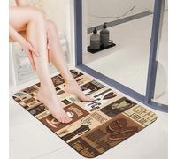 3D Coffee Lover'S Collage Non-Slip Mat, Retro Coffee Themed Design for Kitchen and Cafe Decor, Unique Gift-50x80cm