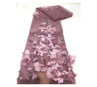 3D Colorful Flowers Beaded Embroidered Laces Fabrics Wedding Tulle Lace Fabric DIY Accessories Width 130cm 1meter(Been purple,1Meter)