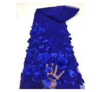 3D Colorful Flowers Beaded Embroidered Laces Fabrics Wedding Tulle Lace Fabric DIY Accessories Width 130cm 1meter(Color-02,1Meter)