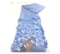 3D Colorful Flowers Beaded Embroidered Laces Fabrics Wedding Tulle Lace Fabric DIY Accessories Width 130cm 1meter(Color-06,5Yards 450cmX130cm)