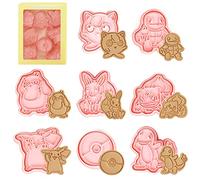 3D Cortadores Galletas, 8 Piezas Cortadores Moldes Plástico, 3D Molde para Galletas de Plástico, Cookie Cutter, 3D Moldes Galletas Infantiles, para Galletas, Fondant, Decoración de Pasteles