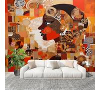 3D Créatif Papier Peint Panoramico áFrica Tribus Arte Gente Décoration De La Maison Papel Tapiz Imperméable Murales 250X175 cm MarróN Amovibles ExtraíBle Para Despegar Y Pegar Fotomurales