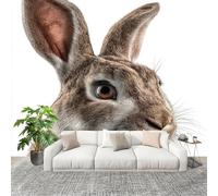 3D Créatif Papier Peint Panoramico Conejo Animal Décoration De La Maison Papel Tapiz Imperméable Murales 250X175 cm Blanco Amovibles ExtraíBle Para Despegar Y Pegar Fotomurales