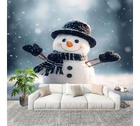 3D Créatif Papier Peint Panoramico De Un MuñEco De Nieve NavideñO Décoration De La Maison Papel Tapiz Imperméable Murales 300X210 cm Azul Amovibles ExtraíBle Para Despegar Y Pegar Fotomurales