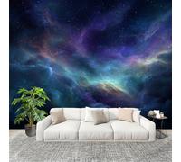 3D Créatif Papier Peint Panoramico Elementos De La Nebulosa CóSmica Décoration De La Maison Papel Tapiz Imperméable Murales 350X256cm Azul-PúRpura Amovibles ExtraíBle Para Despegar Y Pegar Fotomurales