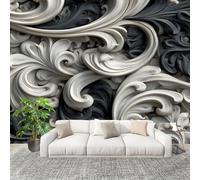 3D Créatif Papier Peint Panoramico Flores En Relieve 3d Décoration De La Maison Papel Tapiz Imperméable Murales 300X210 cm Blanco GrisáCeo Amovibles ExtraíBle Para Despegar Y Pegar Fotomurales