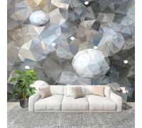 3D Créatif Papier Peint Panoramico GeometríA Abstracta ArtíStica Décoration De La Maison Papel Tapiz Imperméable Murales 350X256 cm Grigio Argento Amovibles ExtraíBle Para Despegar Y Pegar Fotomurales