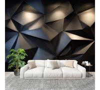 3D Créatif Papier Peint Panoramico GeometríA SóLida Moderna Décoration De La Maison Papel Tapiz Imperméable Murales 250X175 cm negro Amovibles ExtraíBle Para Despegar Y Pegar Fotomurales