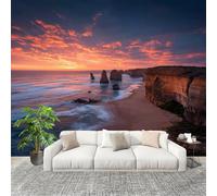 3D Créatif Papier Peint Panoramico MagníFica Playa De CañóN Décoration De La Maison Papel Tapiz Imperméable Murales 400X280 cm Naranja Amovibles ExtraíBle Para Despegar Y Pegar Fotomurales