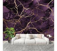 3D Créatif Papier Peint Panoramico Moderno Lujoso MáRmol. Décoration De La Maison Papel Tapiz Imperméable Murales 400X280 cm PúRpura Amovibles ExtraíBle Para Despegar Y Pegar Fotomurales