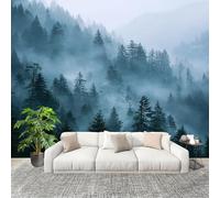 3D Créatif Papier Peint Panoramico Naturaleza Bosque Paisaje Brumoso Décoration De La Maison Papel Tapiz Imperméable Murales 300X210 cm Azul Amovibles ExtraíBle Para Despegar Y Pegar Fotomurales