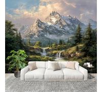 3D Créatif Papier Peint Panoramico Paisaje De Valle Natural Verde Décoration De La Maison Papel Tapiz Imperméable Murales 350X256 cm Verde Amovibles ExtraíBle Para Despegar Y Pegar Fotomurales