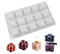 3D Cube Silicona Moldes 15 Cavidades 3D Cube Vela Moldes Velas Moldea DIY 3D Cubo de Silicona Molde de Silicona Bola De Cubo 3D Molde de Velas Bricolaje 3D Cube Silicona para DIY Hacer Velas (Blanco)