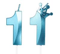 3D cumpleaños11 Con corona vela número 11,vela de cumpleaño para pasteles,vela de feliz cumpleaño,Velas Azul para Cumpleaños, Aniversario,Fiesta Temática decoraciones para tartas fiestas