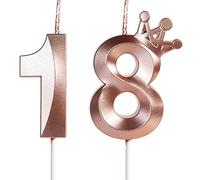 3D cumpleaños18 Con corona Velas,vela número 18,vela de cumpleaño para pasteles,vela de feliz cumpleaño,Velas oro rosa para Cumpleaños, Aniversario,Fiesta Temática decoraciones para tartas fiestas